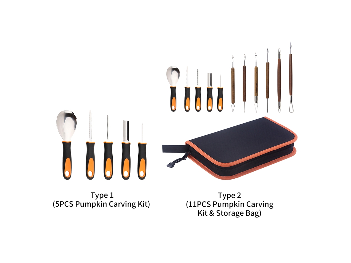 Kit para tallar calabazas de Halloween - Herramientas profesionales de acero inoxidable