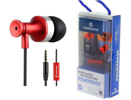 Auriculares con Cable COOLSOUND Powerbass (In Ear - Micrófono - Rojo)