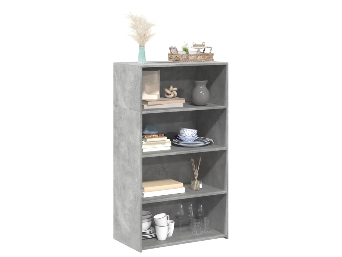 Aparador Alto Madera De Ingeniería Gris Hormigón 70x41x124 Cm