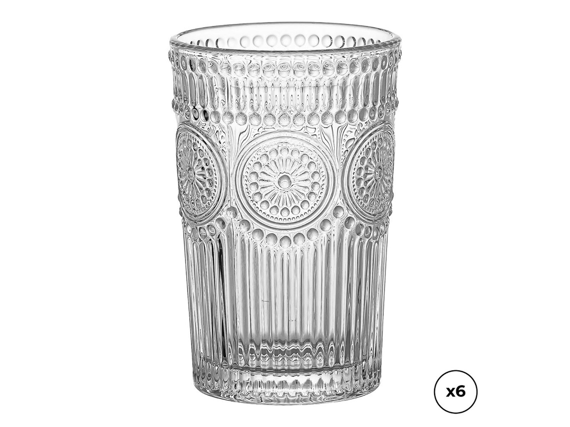 Juego de vasos de cristal Ovenza con diseño en relieve, 330 ml, 6 unidades