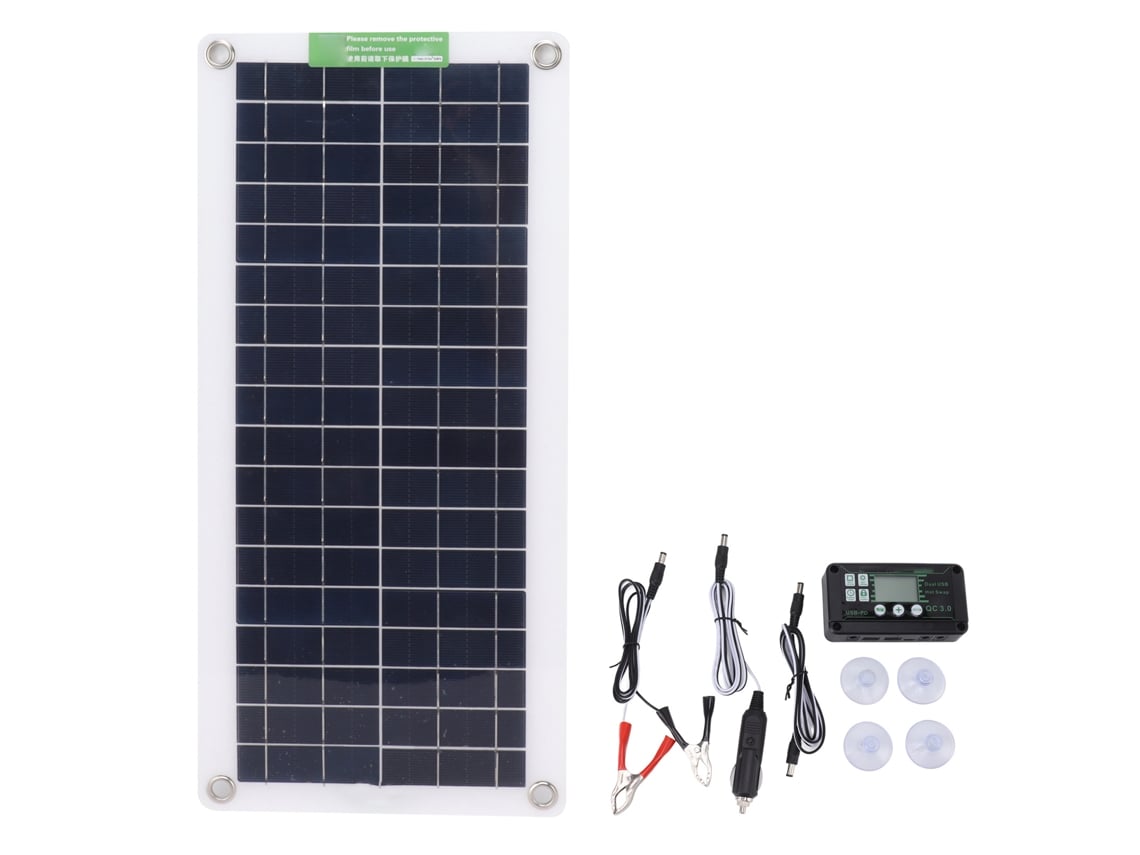 Kit Portátil De Panel Solar Monocristalino De 30 W Y 18 V Para Coche, Autocaravana, Barco Y Batería.