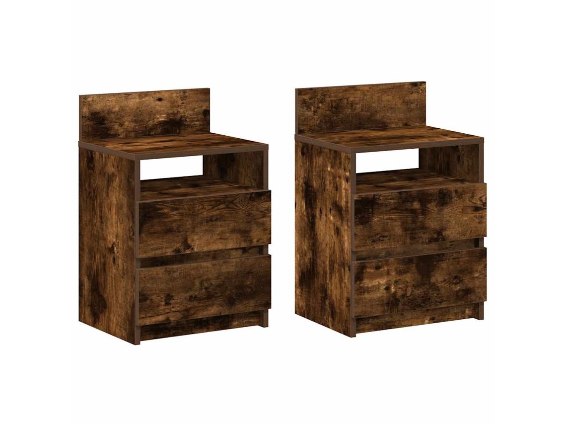 Maison Exclusive - Mesitas De Noche (2 Unidades) Con 2 Cajones, Roble Ahumado, 40x33x60 Cm