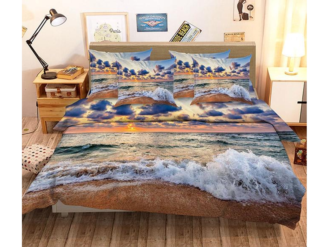 Funda de Edredón AJ WALLPAPER 3D Paisaje de puesta de sol de mar 18 (175 x 200cm)