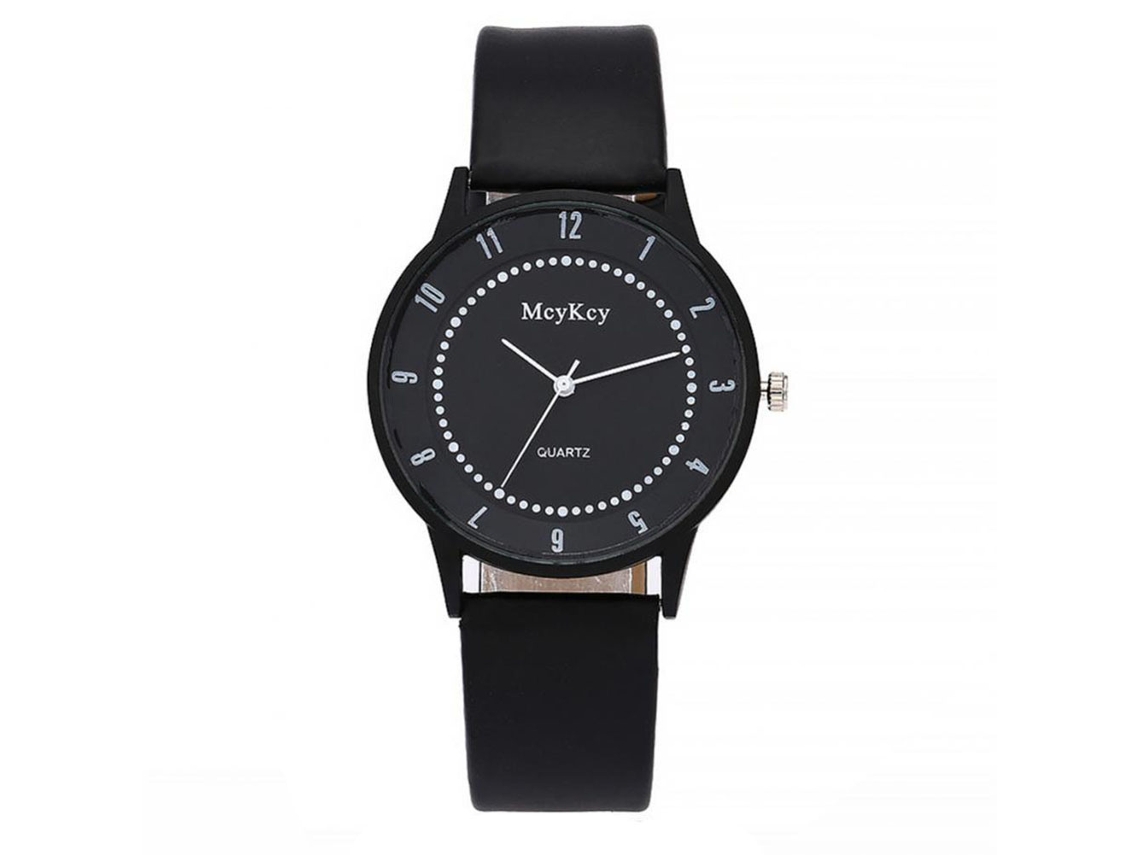 Reloj De Pulsera De Aleación Con Dial Redondo Analógico Correa De Pu Cuarzo Moda (negro)