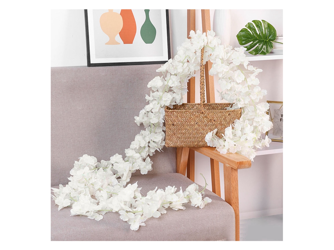 2026-guirnalda De Flores De Sakura Artificial 1.8m 256 Flores Enredadera Colgante Para Decoración De Hogar, Boda Y Fiesta Primavera Blanca