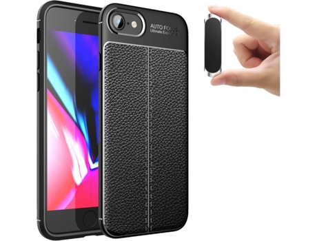 Carcasa + Soporte iPhone SE 2020 Rugged Leather Negro