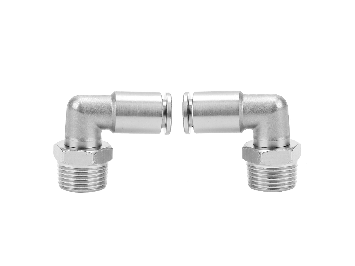2 conectores rápidos neumáticos hembra de cobre de 8 mm + codo de 90 grados, rosca macho BSPP de 3/8 de pulgada