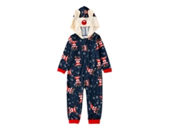 Pijama familiar navideño Rebe con estampado de ciervos, manga larga, unisex, para bebés de 12 a 18 meses, ideal para fiestas y sesiones de fotos.