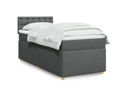 Cama Box Spring Con Colchón Tela Gris Oscuro 80x200 Cm