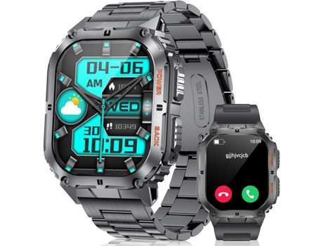 Smartwatch para Hombres, Rastreador de Fitness AMOLED de 1,96 con Contestar Hacer Llamadas, Más de 100 Modos Deportivos, Monitor de Ritmo CHRONUS
