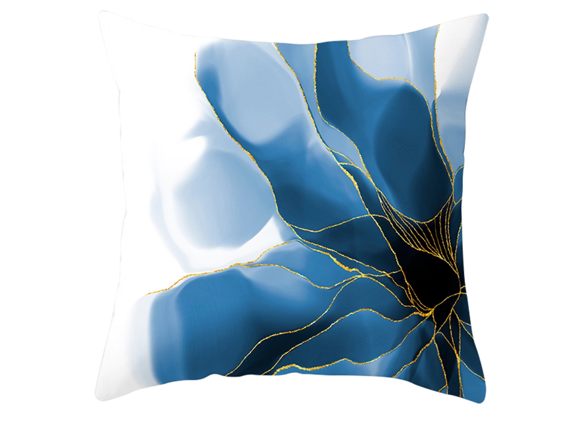 Serie Arte a Tinta Funda Decorativa de Almohada Azul