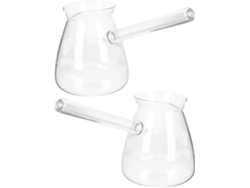 Juego De 2 Teteras De Vidrio Transparente De 450 Ml Con Asa Lateral.