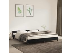 Estructura De Cama Sin Colchón Terciopelo Negro 160x200 Cm