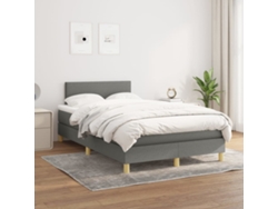 Cama Box Spring Con Colchón Tela Gris Oscuro 120x200 Cm