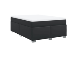 Maison Exclusive - Cama Box Spring Con Colchón Cuero Sintético Negro 140x200cm