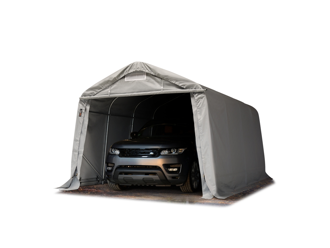 Carpa portátil para garaje de 3,3 x 4,8 m, PVC 800N, refugio de almacenamiento compacto, 100 % impermeable, gris, Toolport