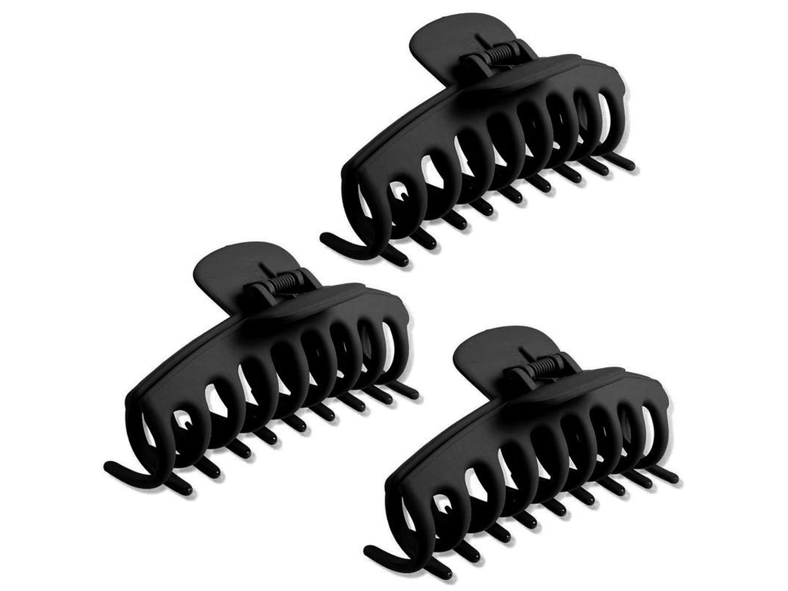 Juego De 3 Pinzas Grandes Para El Cabello, Pinzas Para Uñas, Para Mujeres Y Niñas, Curvas, Antideslizantes, Metálicas.
