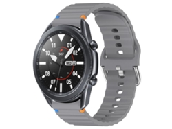 Bracelete Para Samsung Galaxy Watch 3 (45mm) - Silicone Com Grãos Ondeado Costurado (22mm) - Cinza Espacial