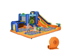 Castillo Hinchable Infantil, Tobogán, Piscina, Rocódromo, Inflador Multicolor, 430x420x200