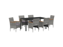 Conjunto de comedor de jardín vidaXL 7 piezas de ratán sintético gris