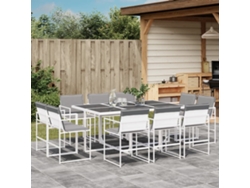 Conjunto 11 Piezas De Jantar P/ Jardim C/ Almofadões Textilene Branco Dkd Home Decor