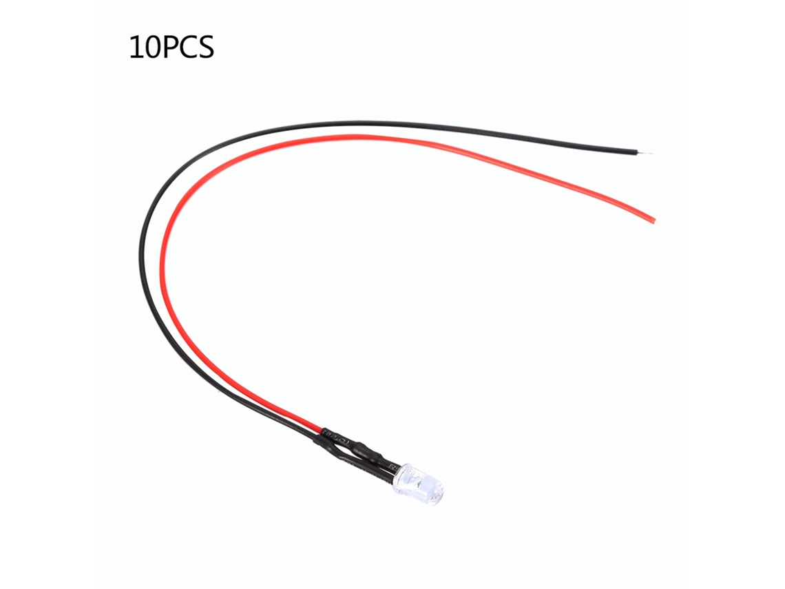 10 Unidades De Led De 5 Mm, Cable De 12 V, 20 Cm, 0,06 W, Diodo Emisor De Luz Blanca Multicolor