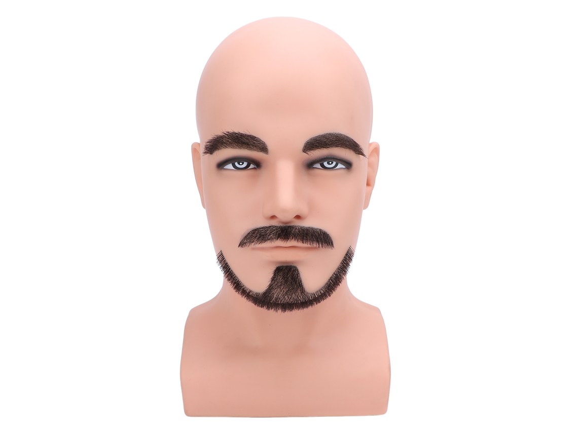 Cabeça de manequim masculina com barba, modelo 2026, para barbear e exibição.