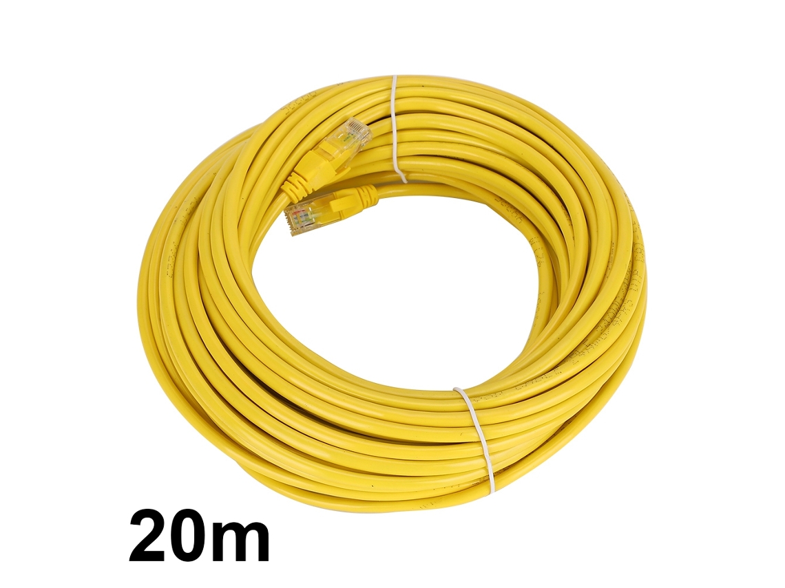 Cable De Red Ethernet Gigabit Rj45 Cat5 Amarillo De 20m Para Ordenador Luz Dourada