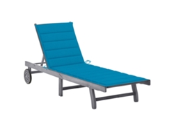 Tumbona Lounger de Jardín con Cojín Madera de Acacia Maciza Gris
