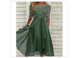 Vestido Midi Con Aberturas, Mangas Cortas, Ideal Para Fiestas, Bodas, Ocasiones Especiales, Informal Y Versátil.