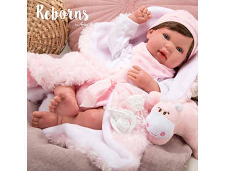 Muñeco ARIAS Arias Reborns 45 cm Aina con Manta y Peluche (Edad Mínima: 3 Años - 58 x 20,5 x 30 cm)