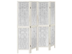 Biombo separador de ambientes, 4 paneles en madera de paulownia y ramas de sauce blanco Dec030853