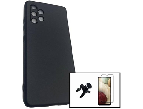 Carcasa + Protector + Soporte Magnético Reforzado Samsung Galaxy A32 5G PHONECARE Silicona Liquida Negro