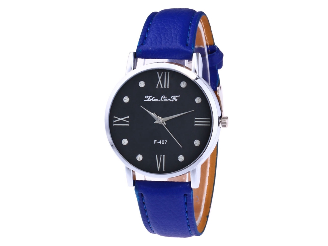 Reloj De Pulsera Unisex Informal Con Correa De Cuero Y Movimiento De Cuarzo Azul.