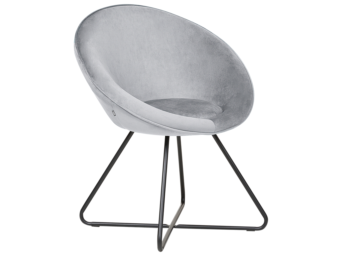 Cadeira de estilo retro BELIANI Floby ii de Veludo Cinzento 69x58x80