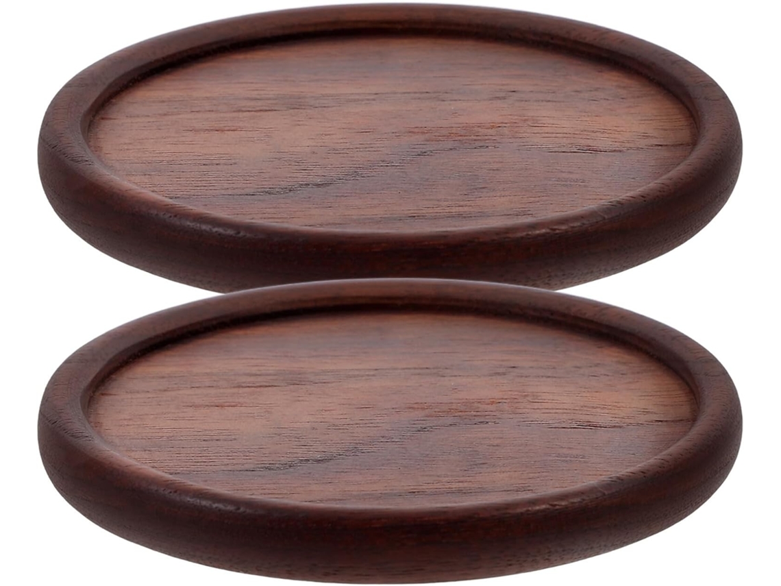 Posavasos Redondos Madera Nogal 2 Piezas, Almohadillas Aislantes Para Mesas Cocina Oficina, Diseño