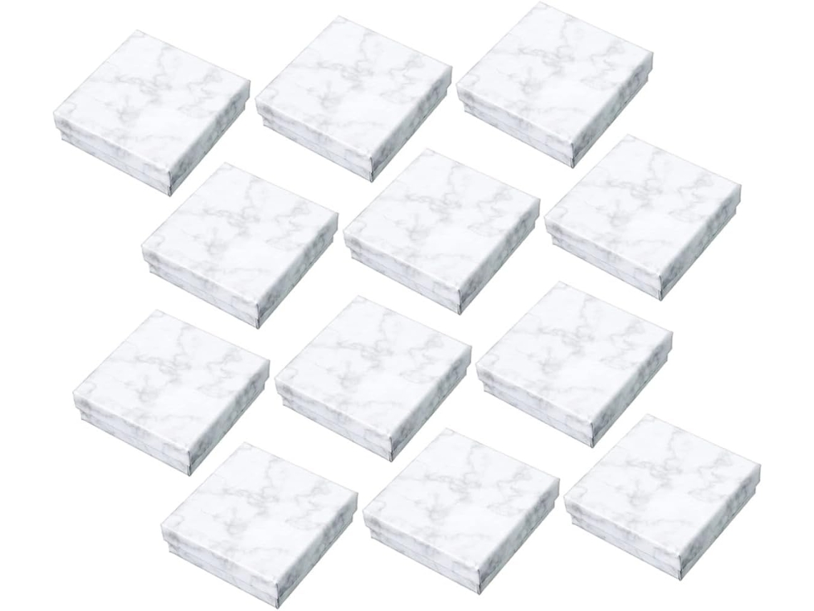 Juego De 12 Cajas De Cartón Con Efecto Mármol Para Joyas, Ideales Para Anillos, Collares Y Pendientes.