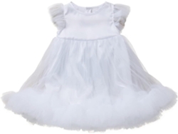 Vestido De Cumpleaños De Tul Para Niña Pequeña De 4 Años, 100% Blanco