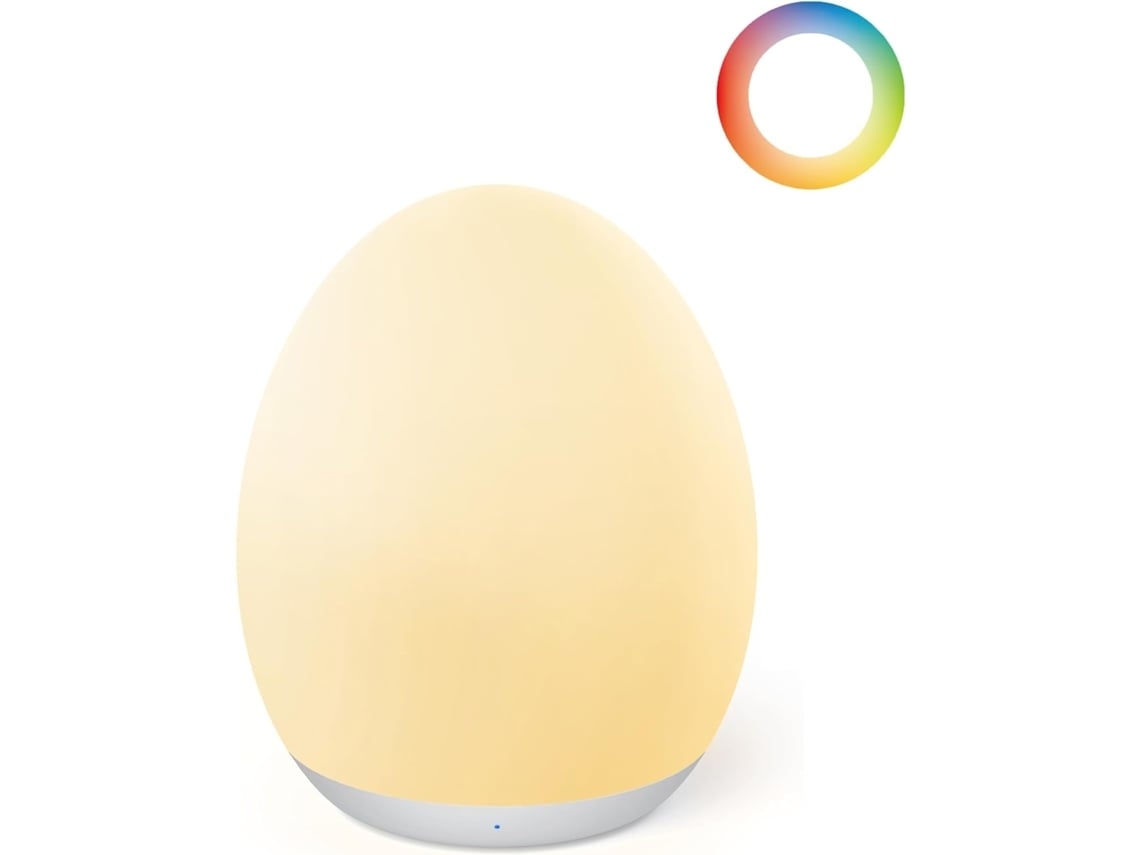 Luz de noche para niños, luz de huevo para guardería con 7 colores RGB cambiables y atenuación continua, luz de grifo recargable con Vledary