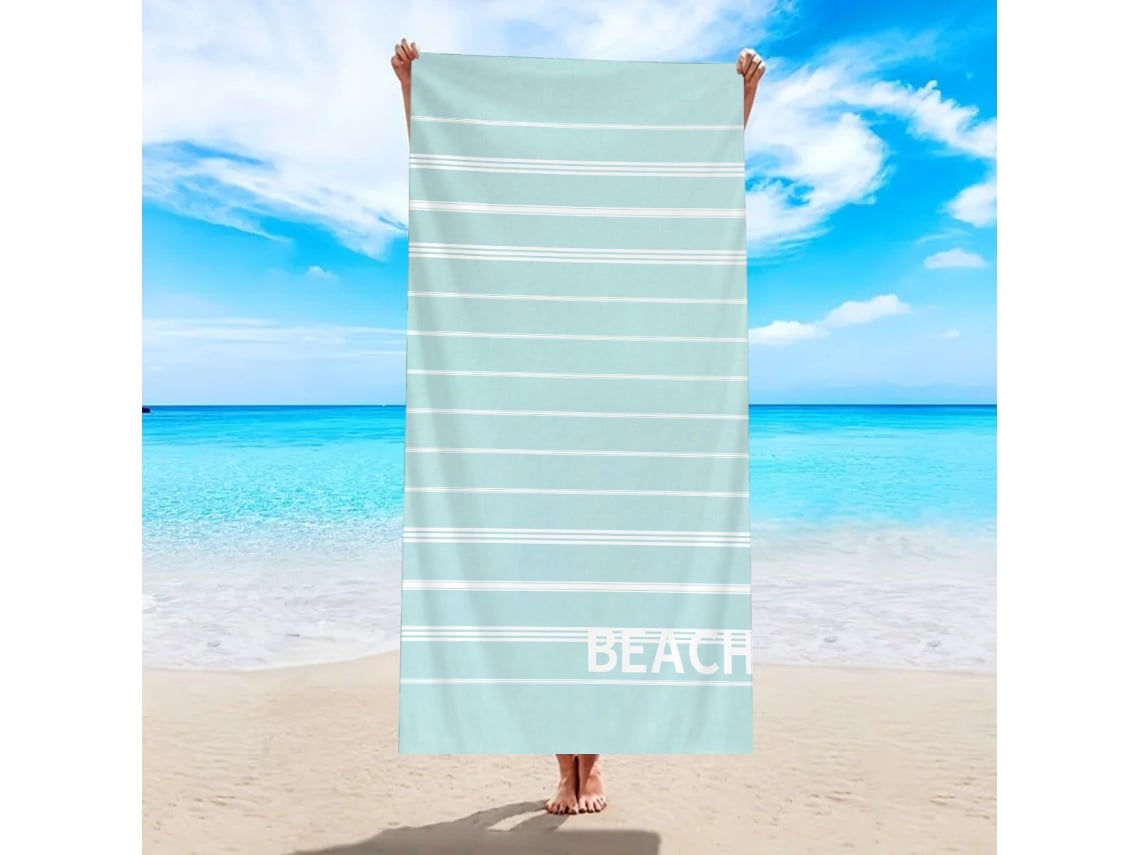 Toalla de playa de microfibra a rayas Yuysan, de alta absorción y secado rápido, 180 x 90 cm, modelo ST136, color verde claro.