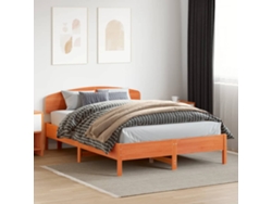 Cabecero De Cama Madera Maciza De Pino Marrón Cera 160 Cm
