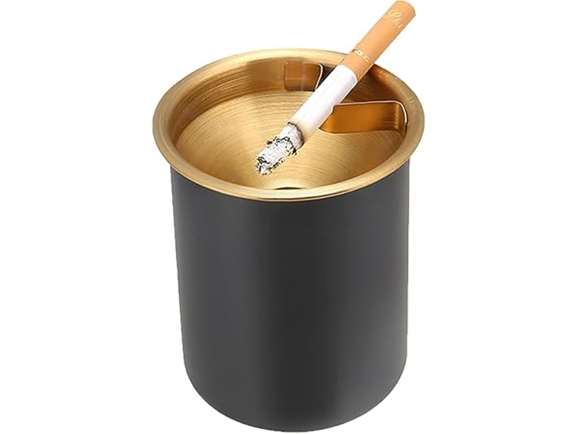 Oficina | Hogar - Cenicero De Acero Inoxidable No Produce Humo Ni Olores, Es Resistente Al Viento Y Cuenta Con Tapa Para Facilitar Su Transp