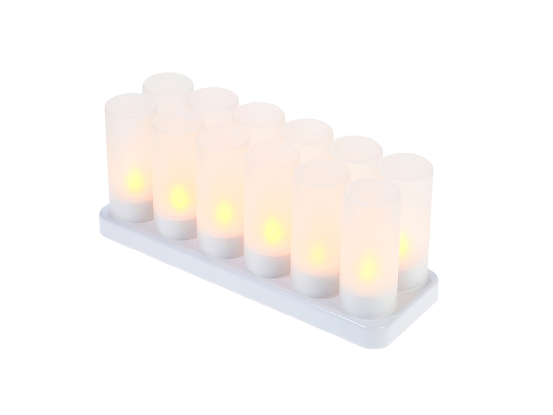 Velas LED recargables sin llama con base de carga, luz amarilla