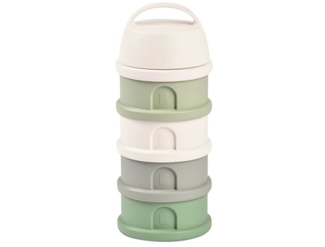 Beaba, caixa de dosagem, 4 compartimentos, algodão branco / verde sábio