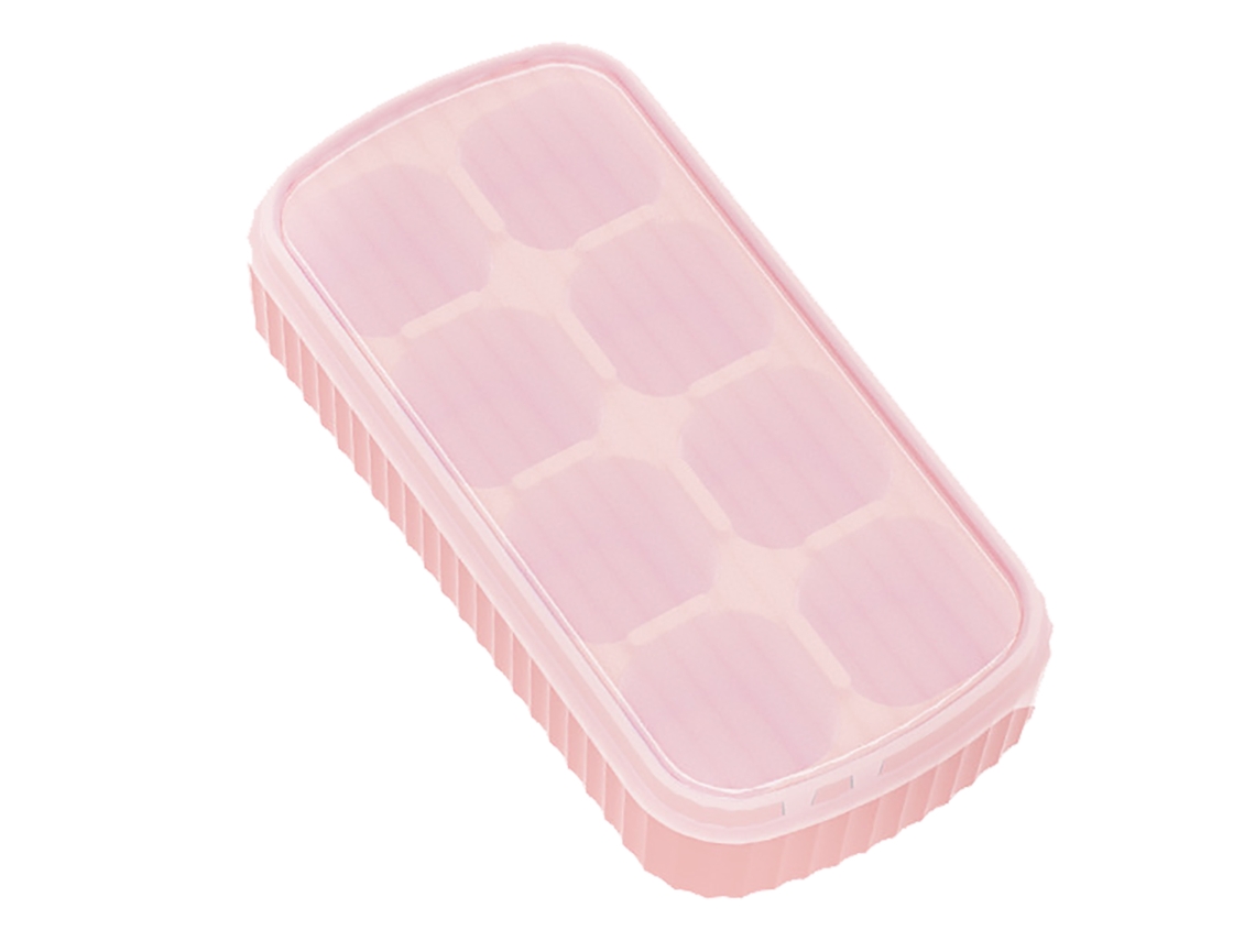 Bandeja Flexible De Silicona Para Cubitos De Hielo Con Tapa, 8 Cubitos, Rosa, Para Congelador, Whisky.
