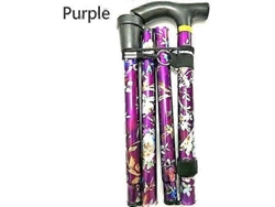 Bastón plegable ajustable de aluminio con estampado floral, ideal para senderismo y acampada. Ayuda de movilidad duradera.