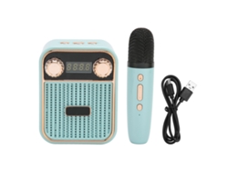 Mini Máquina De Karaoke Bluetooth Con Altavoz Y Micrófono Portátiles, Ideal Como Regalo Para Niños, Color Azul.