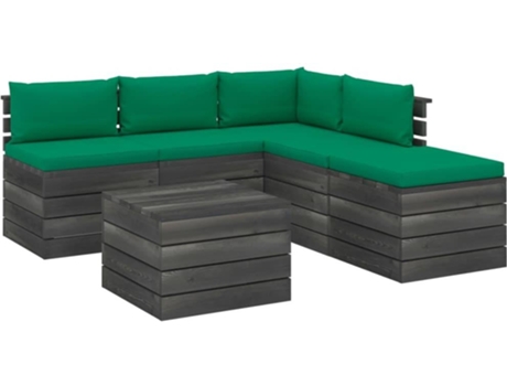 vidaXL Muebles de palets para jardín 6 pzas con cojines madera de pino