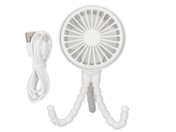 Ventilador Portátil Mini Com Tripé Flexível 3 Velocidades Recarregável 360° Rotativo Para Escritório Camping Branco