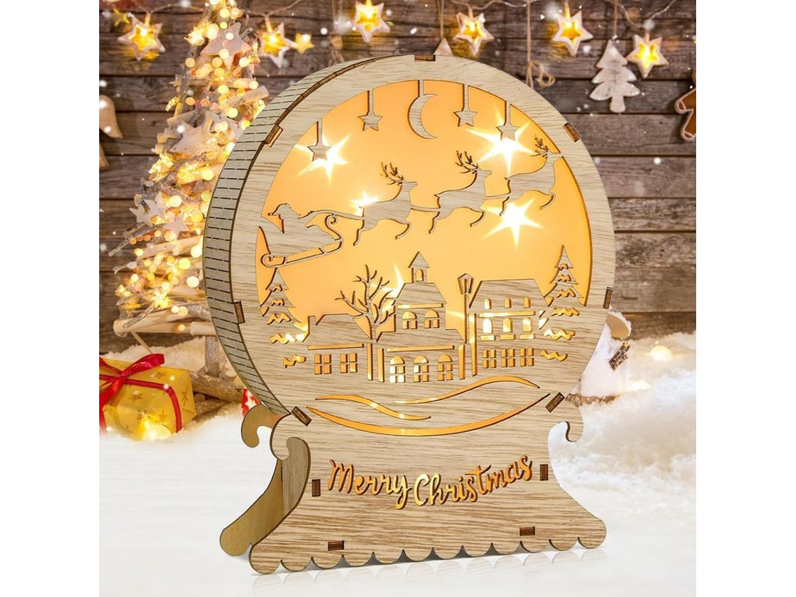 Luces Navideñas De Madera Con Led, Lámpara De Estrella Navideña, Decoración Navideña Para Interiores Sobre Encimera.